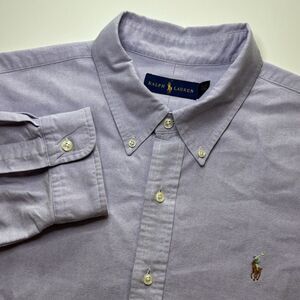 Ralph Lauren Oxford Mens XXL Solid lavender Purple Flesh Pony Long Sleeve‎ Shirt